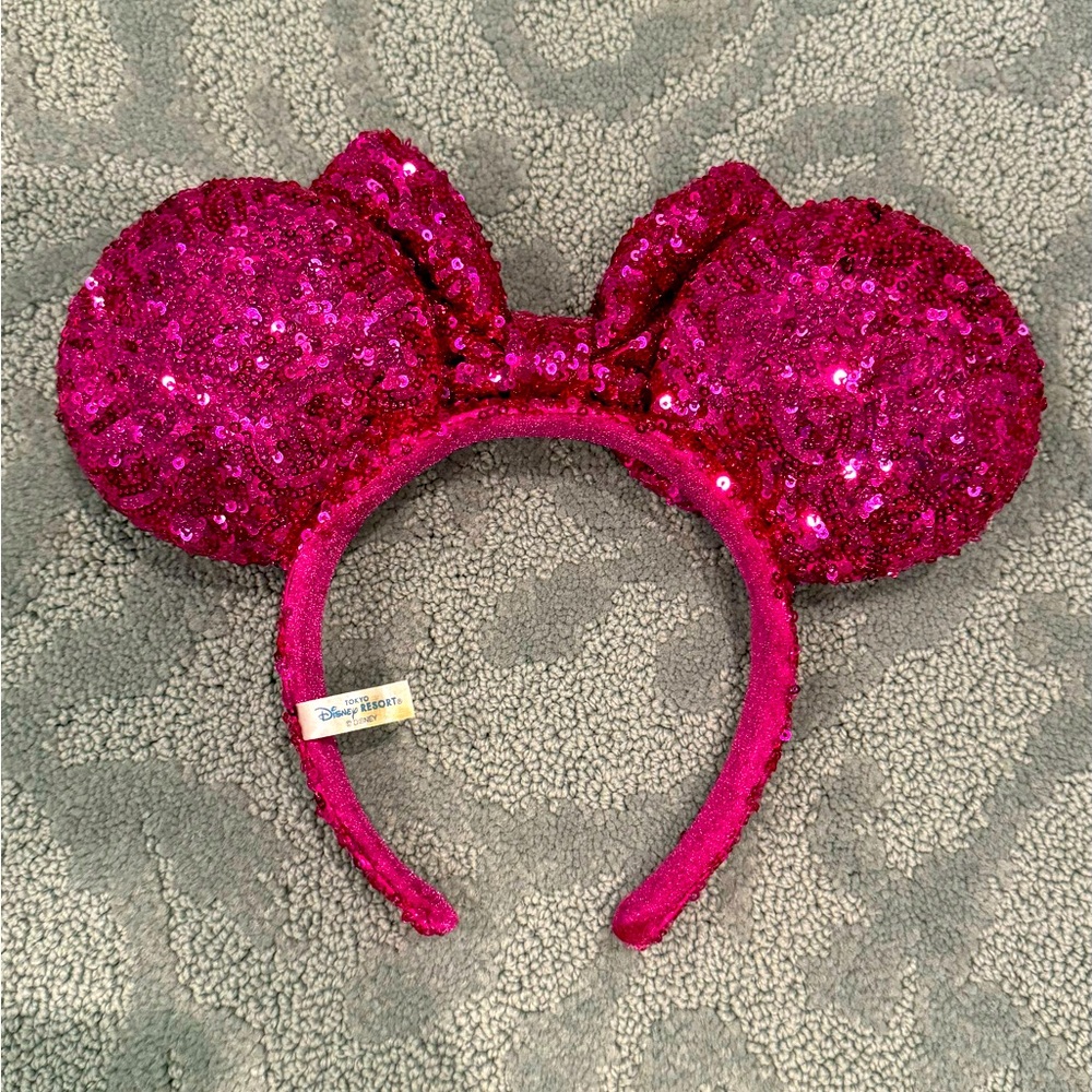 Minnie Mouse Disney Ears Tokyo Disney Resort version Pink Sequins